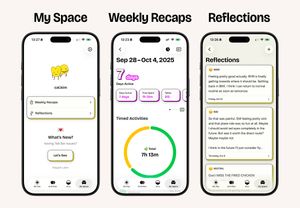 Three iPhone screenshots showing the new My Space feature.